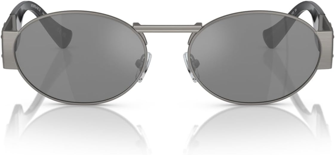 Versace 范思哲中性款太阳镜哑光青铜框架,灰色镜面银色镜片,56 毫米