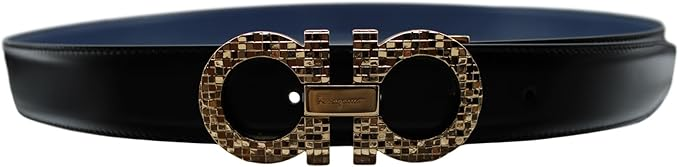 Salvatore Ferragamo Gancini 标志雕刻双面金色皮带扣