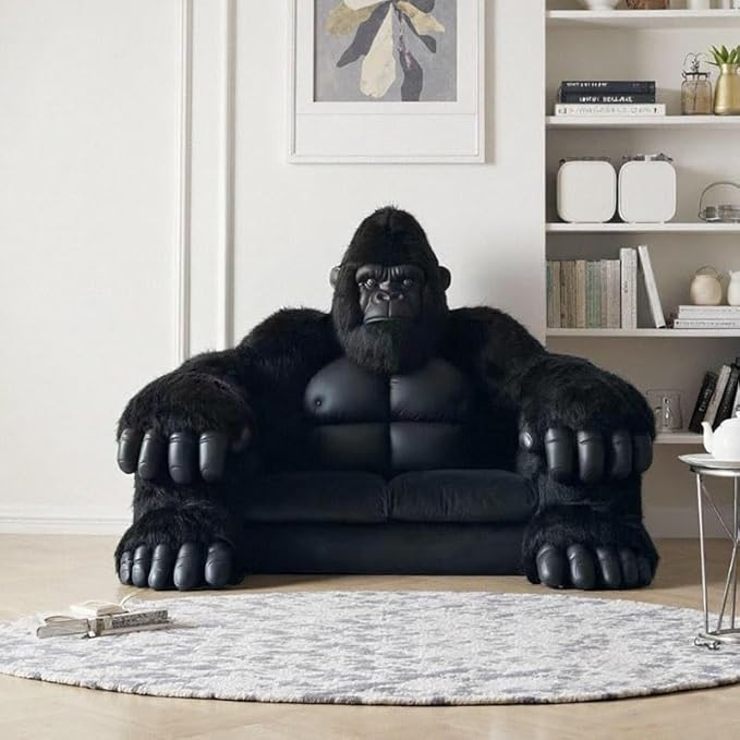 Modern Gorilla Sculptural Sofa, Large Fiberglass Statement Couch for Living Room, Bedroom, Artistic Multi-Seater
