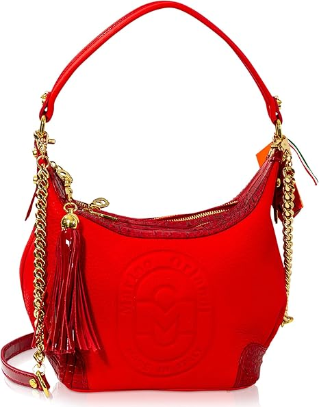 中号手绘钱包玫瑰雪花石膏真皮包带意大利设计师手提包