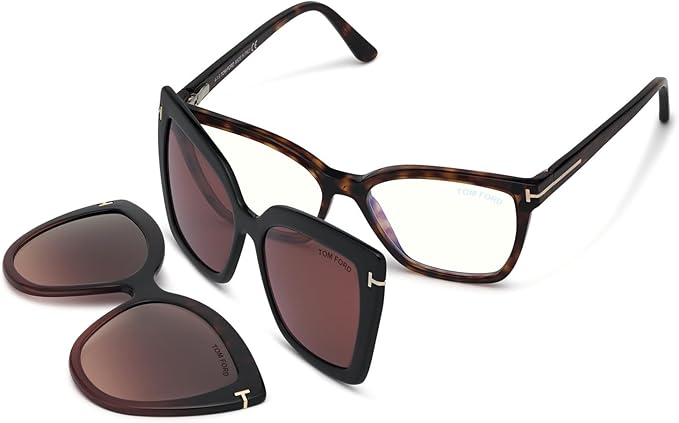 Tom Ford FT 5641-B .C 蓝色块红色哈瓦那黑色夹式棕色夹子 53/15/140 中性眼镜框