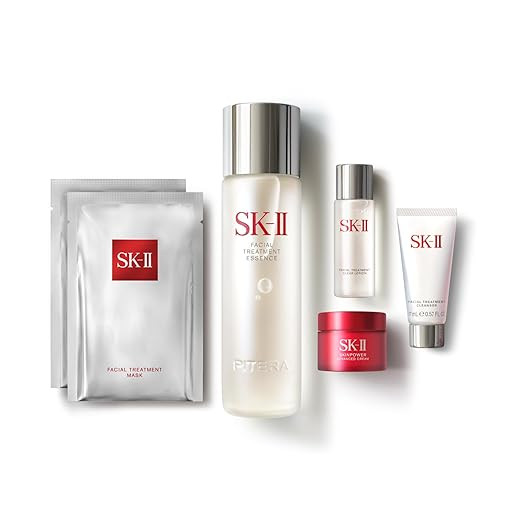 SK-II 畅销护肤礼品套装 - 抗衰老护肤套装包括全尺寸面部精华、旅行装洁面乳、爽肤水和面霜和 2 片面膜(6 片)