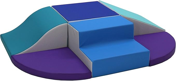 FDP SoftScape Playtime All Around Climber 适合爬行婴儿和幼儿,柔软泡沫活动玩具套装带台阶和滑梯,成长思维和运动技能(6 件) - 当代/紫色,13021-CTPU