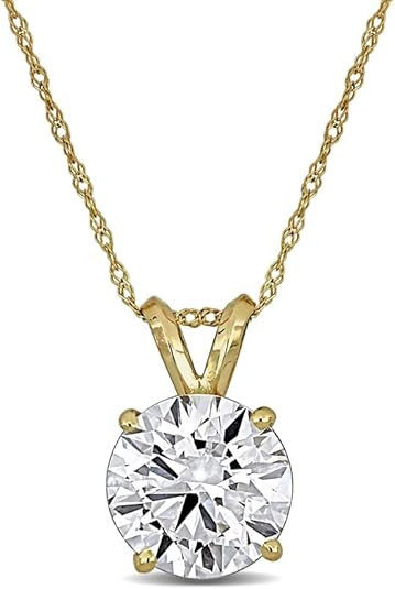 实验室种植钻石单粒吊坠 - 独特的激光雕刻钻石 ID,VVS2 净度 - D 颜色,1/2 至 3 克拉 - 提供铂金、14K 黄金或 14K 白金 - IGI 认证实验室种植钻石 ondonds - 45.onds 7 厘米链子
