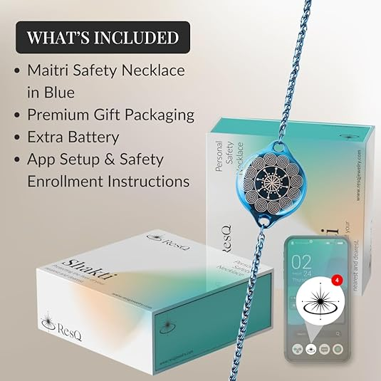 ResQ 智能安全首饰,GPS 位置跟踪,24/7 紧急响应,一键式激活,隐蔽生活警报,隐藏恐慌按钮 - Maitri 手链