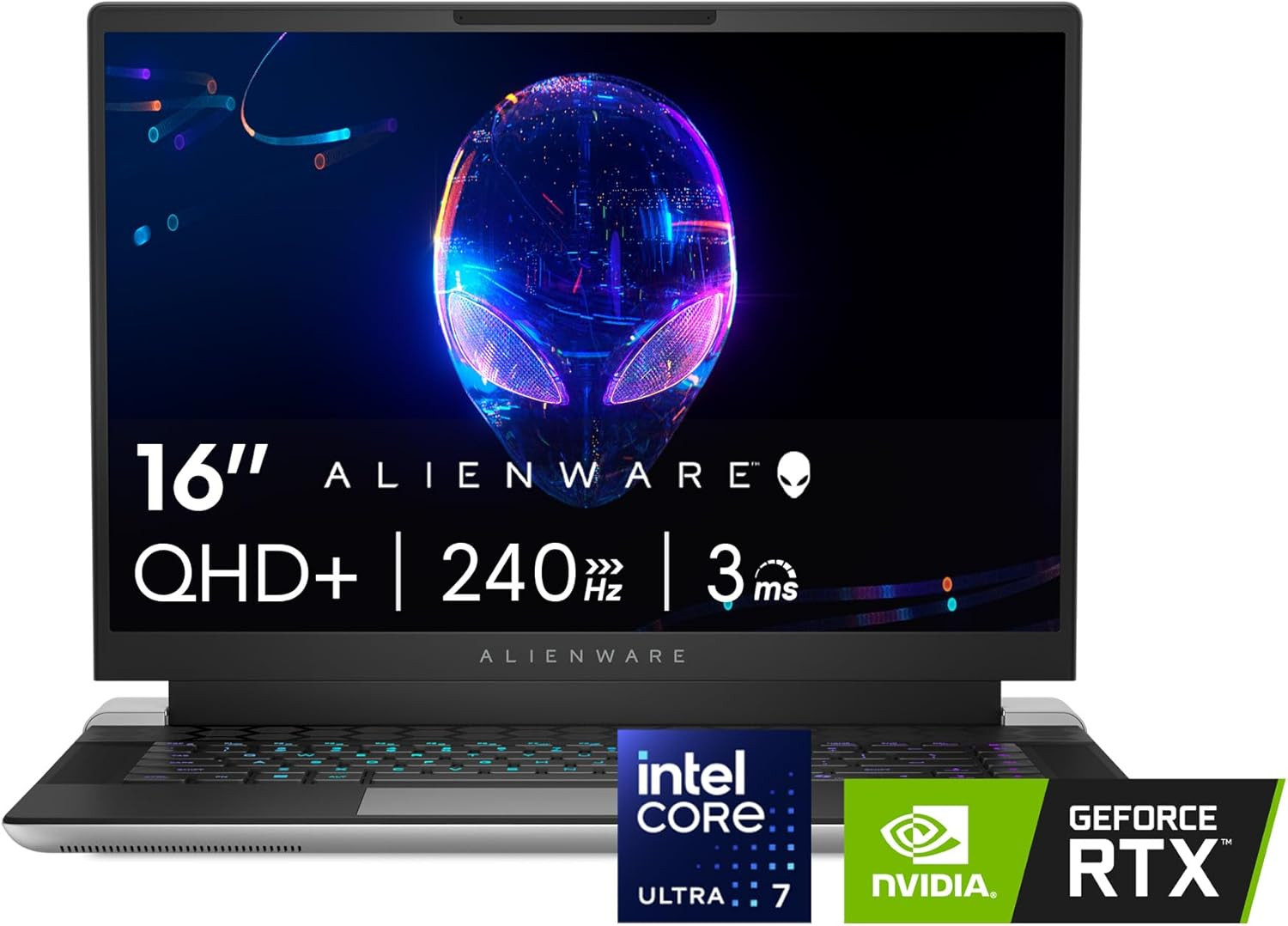 Alienware X16 R2 游戏笔记本电脑 - 16 英寸 QHD+ 240Hz 3ms 显示屏,英特尔酷睿 Ultra 7-155H,16GB LPDDR5X 内存,1TB 固态硬盘,NVIDIA GeForce RTX 4070 8GB GDDR6,Windows 11 家庭,现场 服务 - L。 Unar Silver