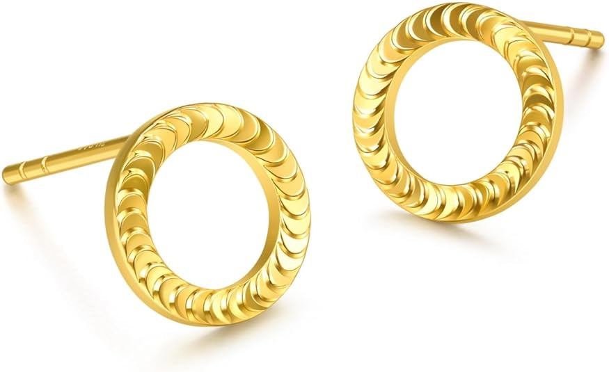 CHOW SANG SANG 999 24K 金精华圆形耳钉 女式 94290E