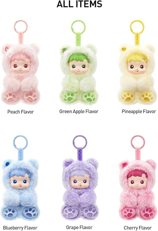 Pop Mart Labubu HACIPUPU 软糖熊系列乙烯基毛绒吊坠单盲盒