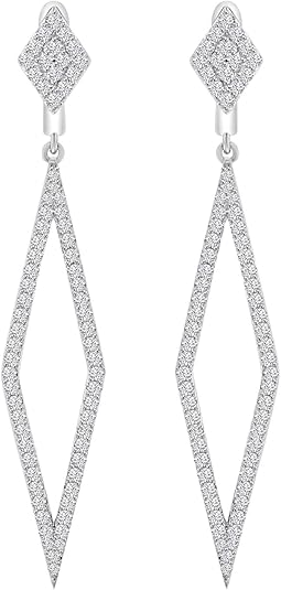 1.30 ct Round Cut Diamond Chandelier Earrings in 14 kt White Gold