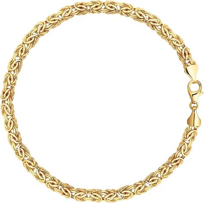 Jewelry Affairs 14K 黄金拜占庭风格链手链,18.4 厘米