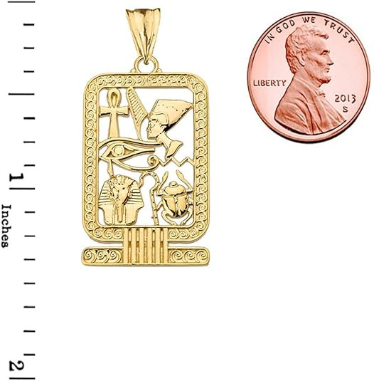 精致 10k 黄金古埃及卡托吊坠, 黄金