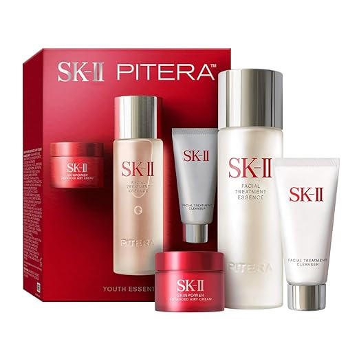 SK-II Youth Essentials 护肤套装 - 包括洁面乳、面部精华和 SKINPOWER 面霜 - 抗衰老护肤套装,减少细纹,改善不均匀纹理(3 支装)