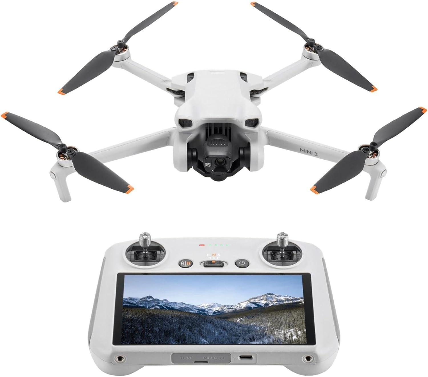 DJI Mini 3 (DJI RC),轻量级 3 x 机械万向节无人机 带相机 适用于成人4K,38分钟飞行时间,高达32800英尺(10千米)视频传输,垂直拍摄,GPS自动返回